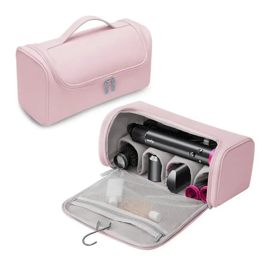 Sac rangement coiffure noir rose gris moderne pratique poignée amovible diffuseur concentrator peigne brosse