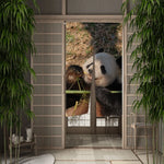 Panneau japonais rideau de porte en lin motif bambou blanc