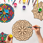 coasters bois non fini mandala multicolore géométrique artisanal décoratif adhésif pièces colorier bricolage