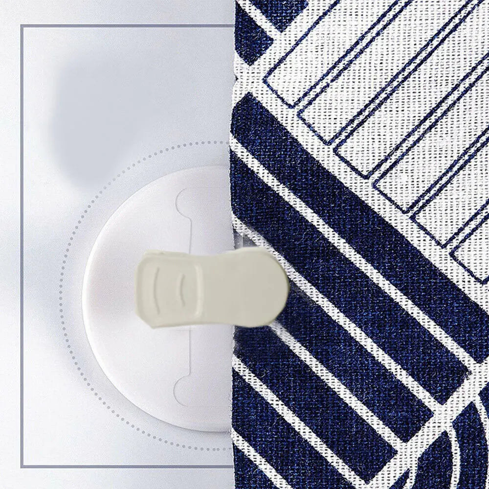 attaches rideau adhésives moderne blanc bleu marine motifs géométriques tissu texturé pièces minimaliste