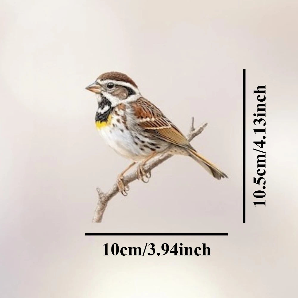 autocollant oiseau marron blanc jaune rayures adhésif salon chambre jardin décoration vacances réaliste