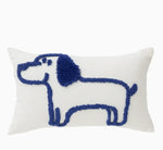 housse coussin brodée chien polyester blanc bleu motif relief moderne décontracté canapé lit decoration