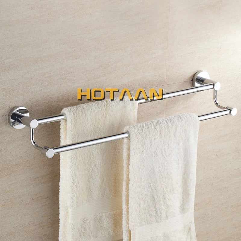 porte serviettes mural chrome acier inoxydable double barres 60cm moderne vis incluscléallen