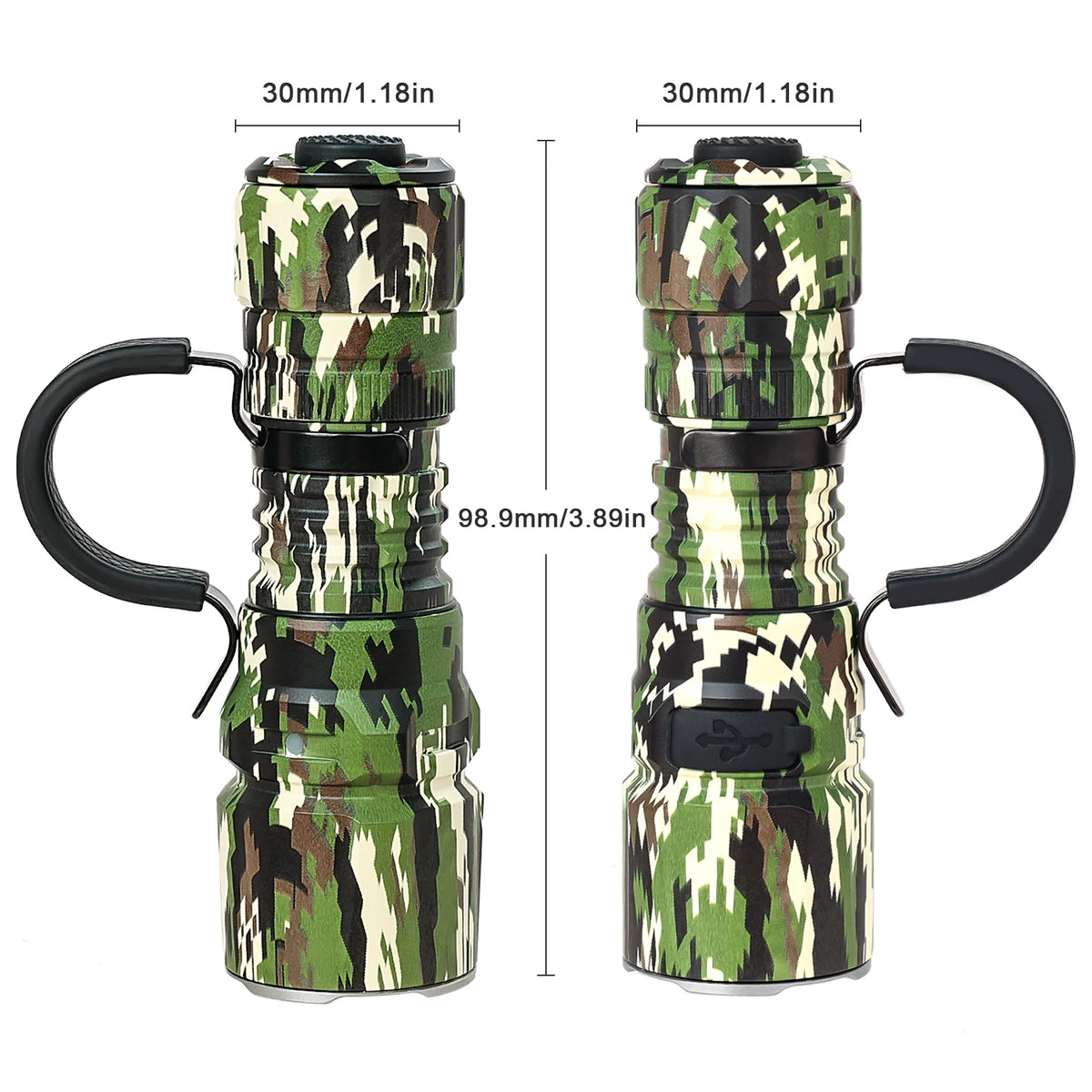 lampe torche tactique militaire résistante choc 1300 lumens 13w camouflage aluminium