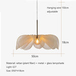 lampe suspendue moderne feuilles ouvertes blanc cassé chaîne métallique encastrée lumière neutreversible