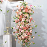 arche decorative fleurs artificielles hortensia rose blanc romantique intérieur anniversaire mariage