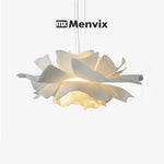 lampe suspendue moderne blanc feuilles ouvertes texture organique salon chambrehôtel