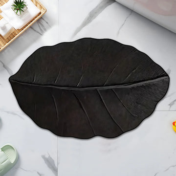 tapis noir feuilles moderne antidérapant polyester résistant saleté usage multiple intérieur extérieur
