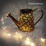 arrosoir lumineux solaire doré motifs floraux tringle noire led moderne jardinextérieur