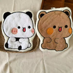 serviettes suspendues kawaii pandas ours pelucheuses brodées toilette enfantine blanc marron rose