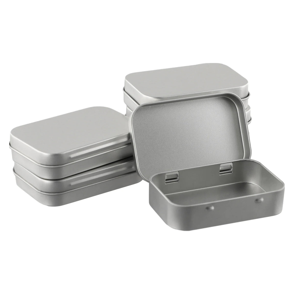 boîtes métalliques argentées modernes bijoux rangement respectueuses environnement lisses couvercle coulissant portable organisateur cosmétiques