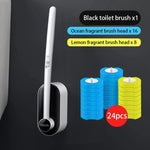 brosse toilette long manche remplacement facile blanc bleu moderne adhésif rechargeable set