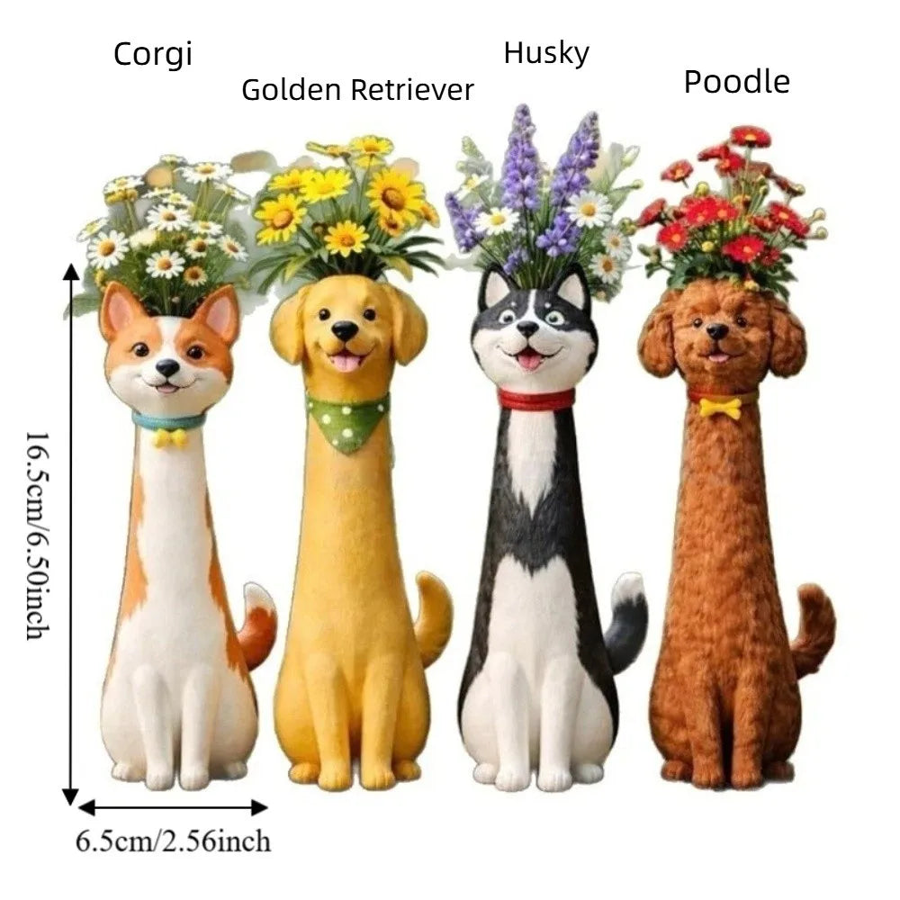 vase chien dessin animé polyester noir blanc moderne motifs floraux
