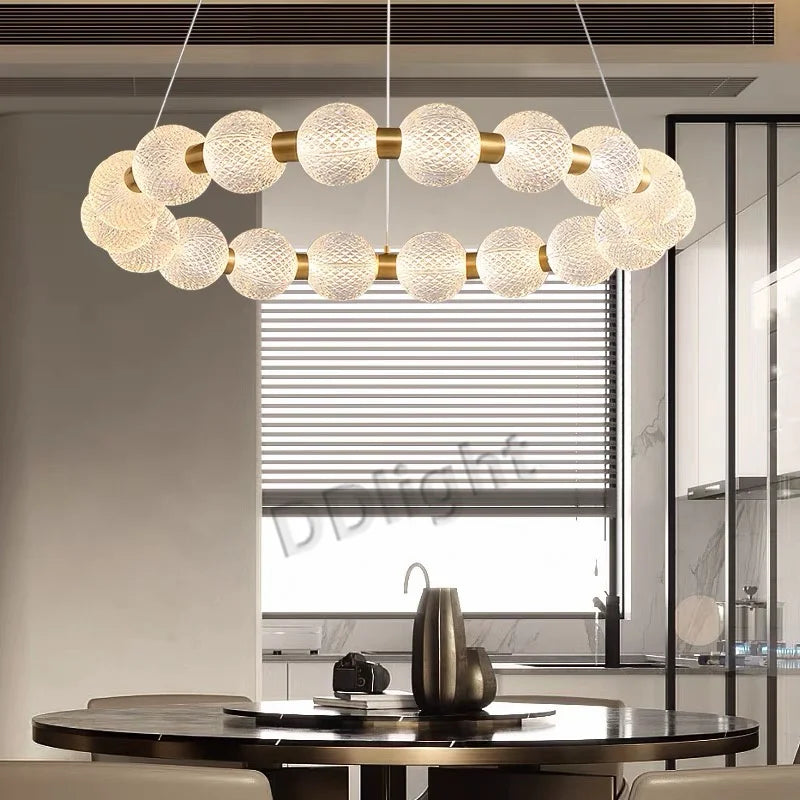 Suspension lumineuse moderne translucides blanc doré salon chambrehôtel