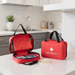 sac trousse premiers secours rouge noir first aid kit portable medicaments utile campingurgencevoyage
