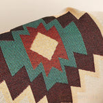 tapis géométrique polyester coton beige marron vert bleu triangles carrés ethnique moderne portable pique
