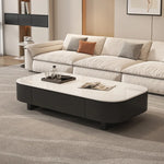 table basse moderne rectangle bois blanc noir tiroirs plateau amovible minimaliste italien