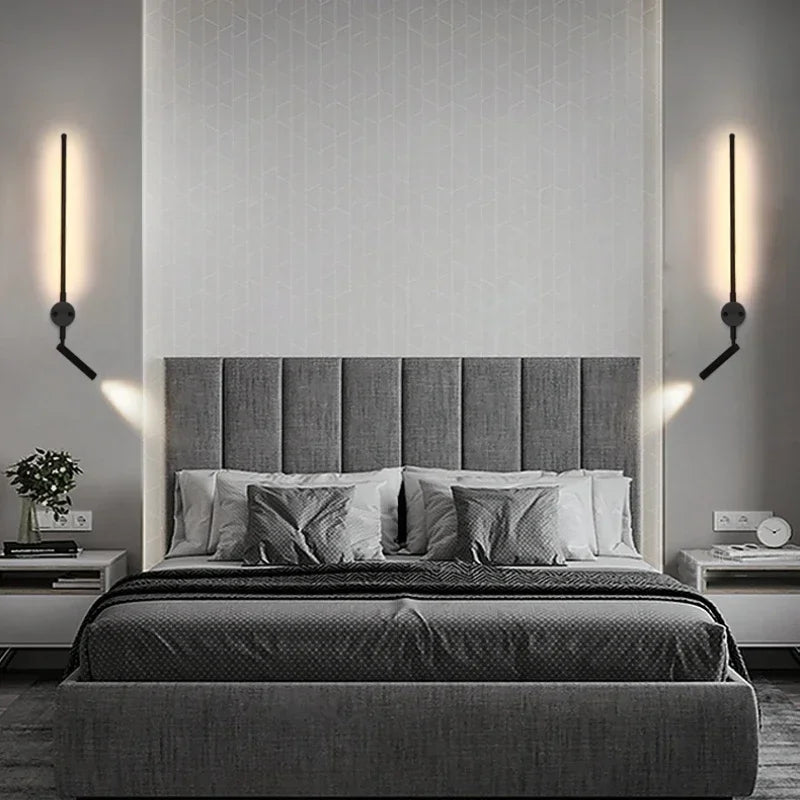 Applique murale longue rotative design minimaliste noir
