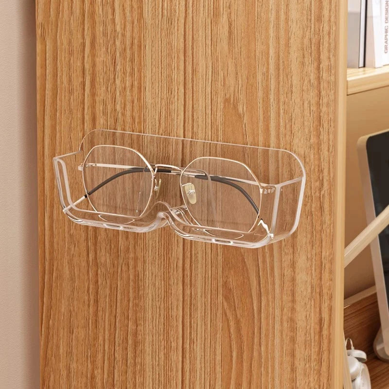 porte lunettes mural blanc gris transparent adhésif moderne minimaliste rangement plastique respectueux environnement
