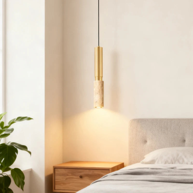 suspension lumineuse moderne or blanc texture marbrée câble suspendu chambre salon cuisine led