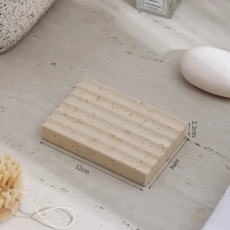 support savon pierre naturelle texture granulée minimaliste couleur beige clairintérieur décoration objet decoratif opacité