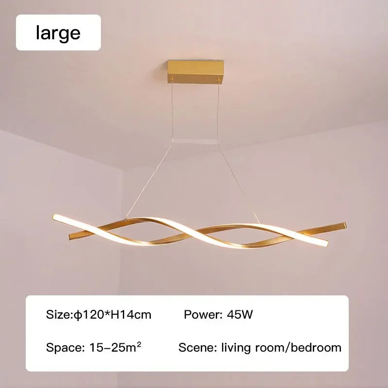 suspension lumineuse moderne blanc doré ondulée clips fixation 2000lm 82000lm 90260v 1015m²