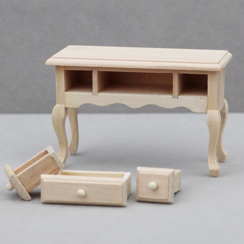 meuble miniature bois classique commode tiroirs blancs décoration intérieure miniature animaux nature