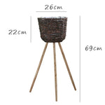 panier tressé pieds moderne rustique naturel bois clair plantation fleur décoration intérieure vintage autonome