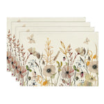 serviettes table classiques fleurs papillons beige rose vert naturel ThanksgivingDecoration