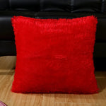 coussins decoratifs poilus duveteux lavables moderne rose vif rouge vert foncé blanc turquoise orange