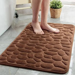 tapis bain gris moderne texture galets polyester 40cm 60cm bleu noir marron