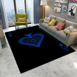 tapis moderne polypropylène rectangle aubusson cœur géométrique noir or blanc bleu salon chambre