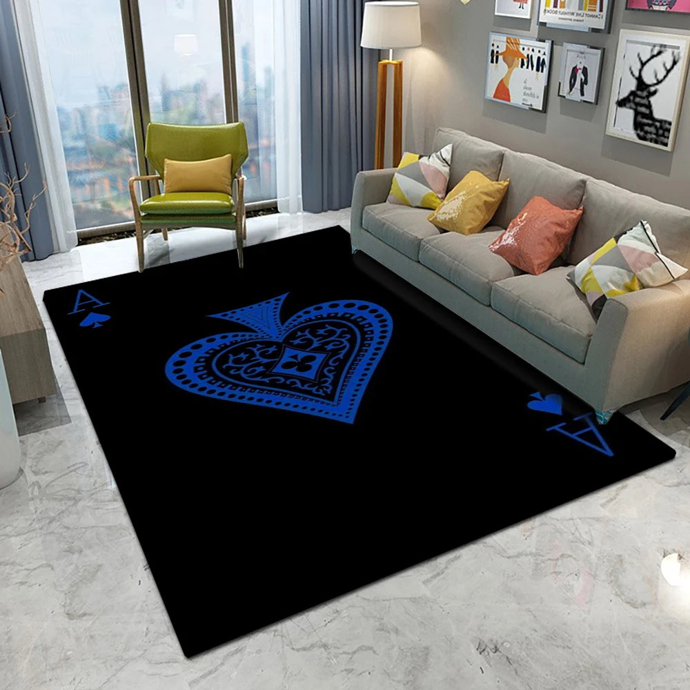 tapis moderne polypropylène rectangle aubusson cœur géométrique noir or blanc bleu salon chambre