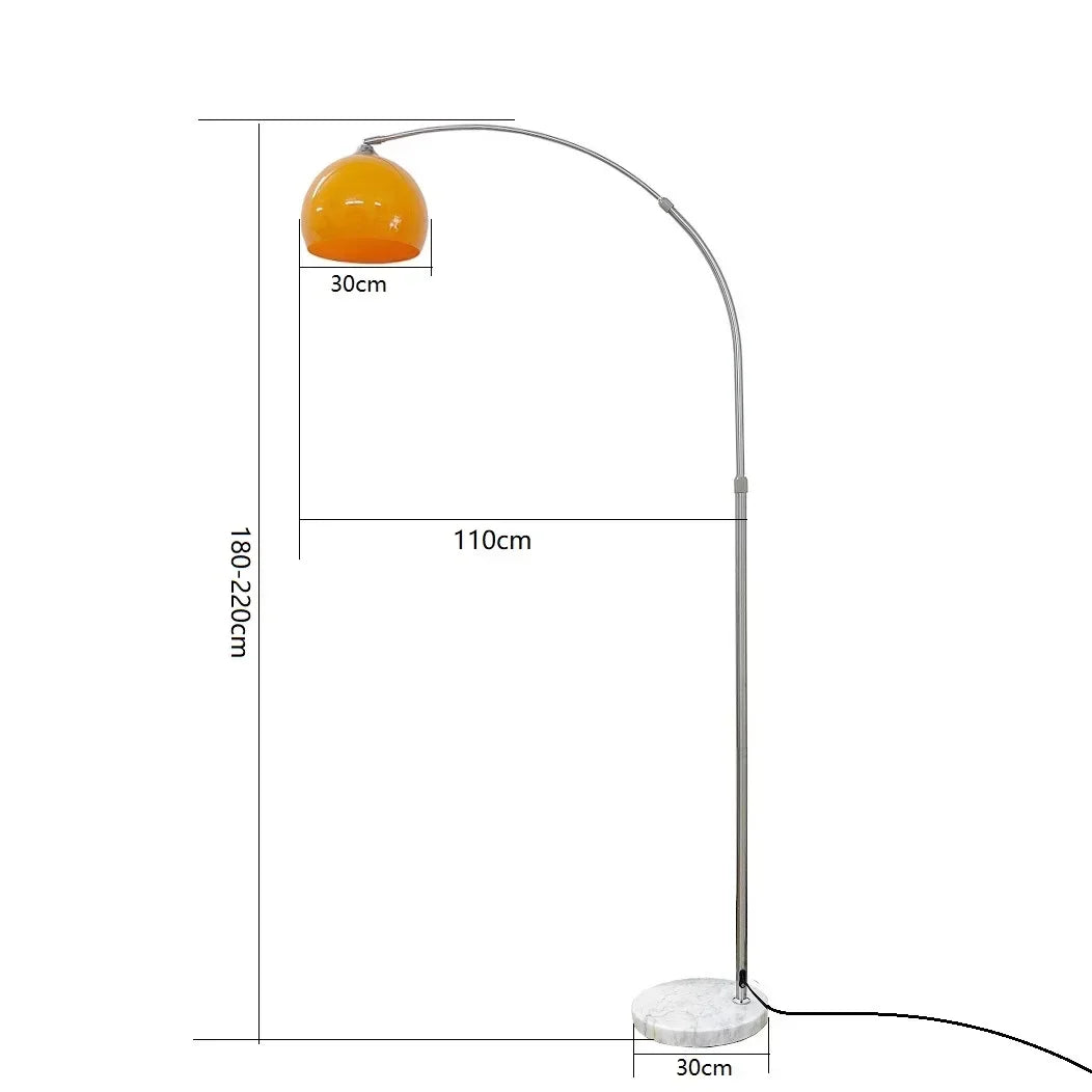 lampe led moderne blanc orange base marbre ampoule arc câble électrique fixation solide contemporain