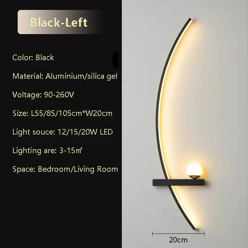 lampe murale moderne noire blanche 55cm 105cm éclairage quotidien télécommande incluse
