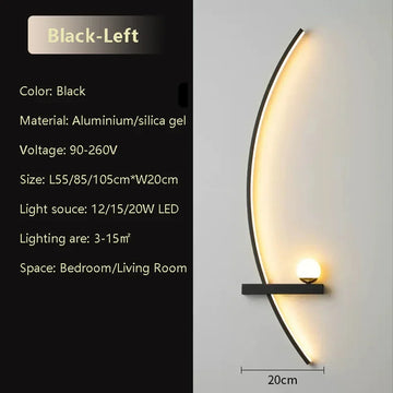 lampe murale moderne noire blanche 55cm 105cm éclairage quotidien télécommande incluse