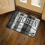 tapis cuisine imperméable anti dérapant lettres motifs floraux moderne gris blanc