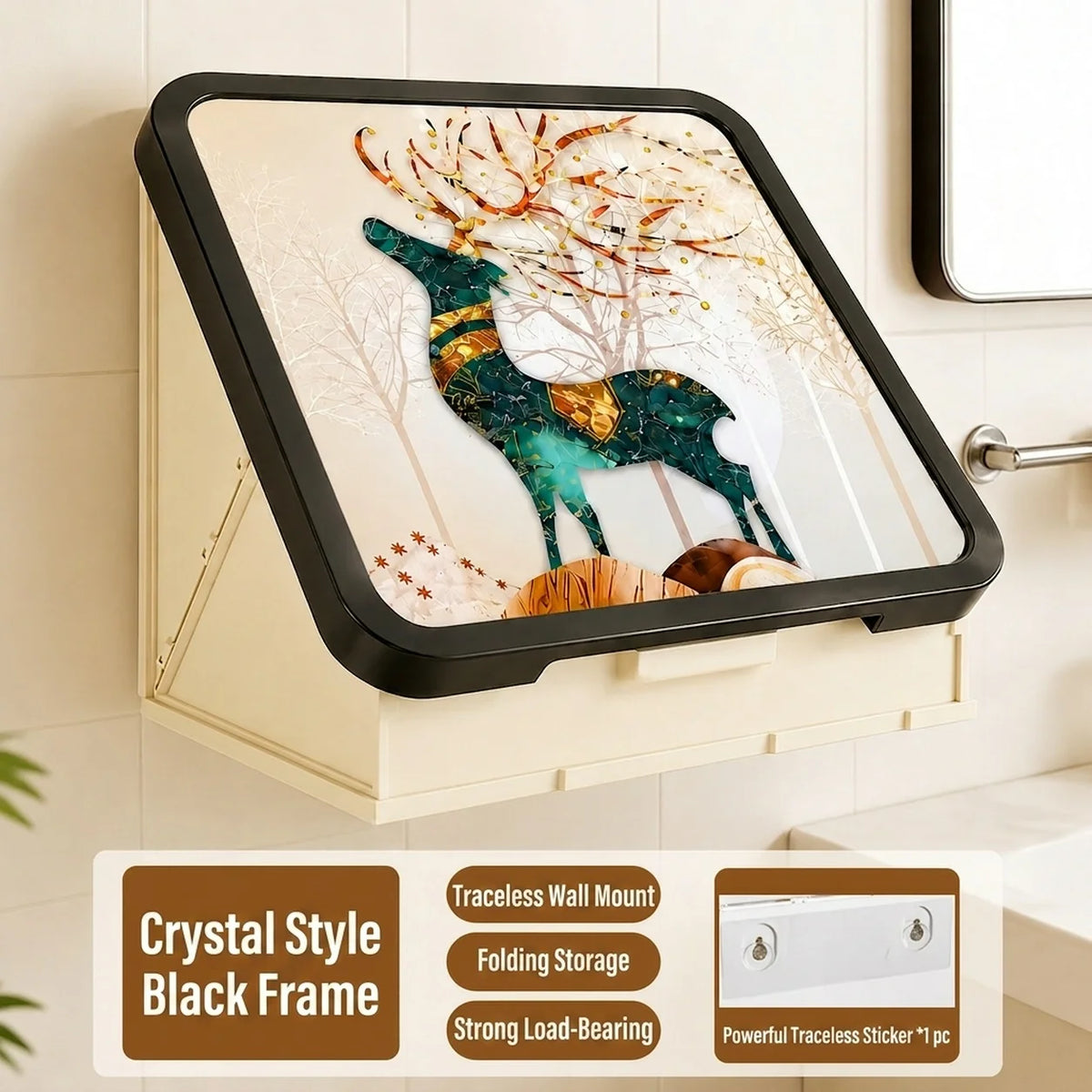 rangements murals pliables salle bain transparent motif cerf forêt moderne adhésif blanc doréversibleéconomique