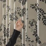 rideau moderne beige noir motif fleurs feuilles opaque salon chambre salon élégant tissu polyester