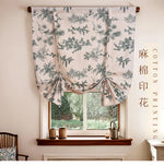 rideau imprimé végétal branches feuilles beige clair vert classique rustique fixations bois
