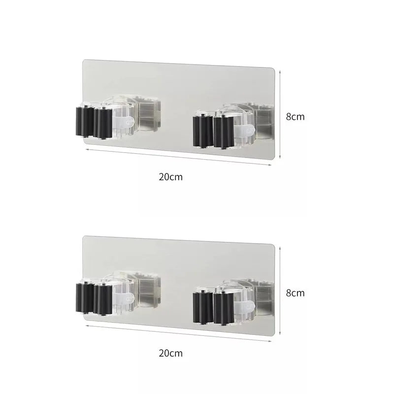 porte balai mural adhésif blanc noir moderne support outils cuisine salle bains