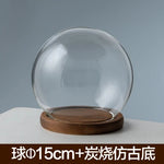 boule verre transparent socle bois décoration d'intérieur moderne objet d'exposition moderne