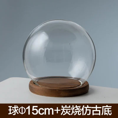 boule verre transparent socle bois décoration d'intérieur moderne objet d'exposition moderne