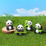 ornements paysagers pandas compagnons figurines cartoon mignon panier bambou pvc opaques