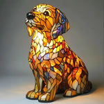 lampe posée chien multicolore mosaïque art deco résine opaque chambre salon