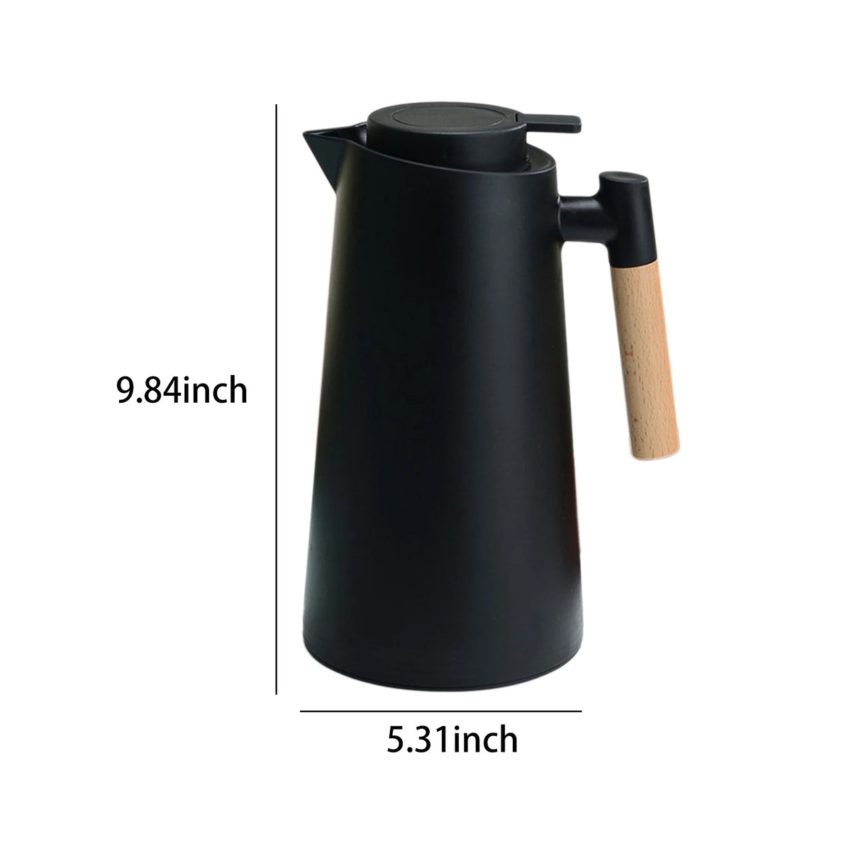 carafe thermique blanc vert pastel rose pâle noir poignée bois ouverture fente bouchon évacuation