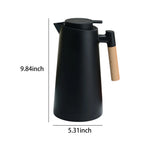 carafe thermique blanc vert pastel rose pâle noir poignée bois ouverture fente bouchon évacuation