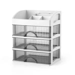 boîte rangement tiroirs transparente blanc moderne organisateur cosmétique multifonctionnelle double