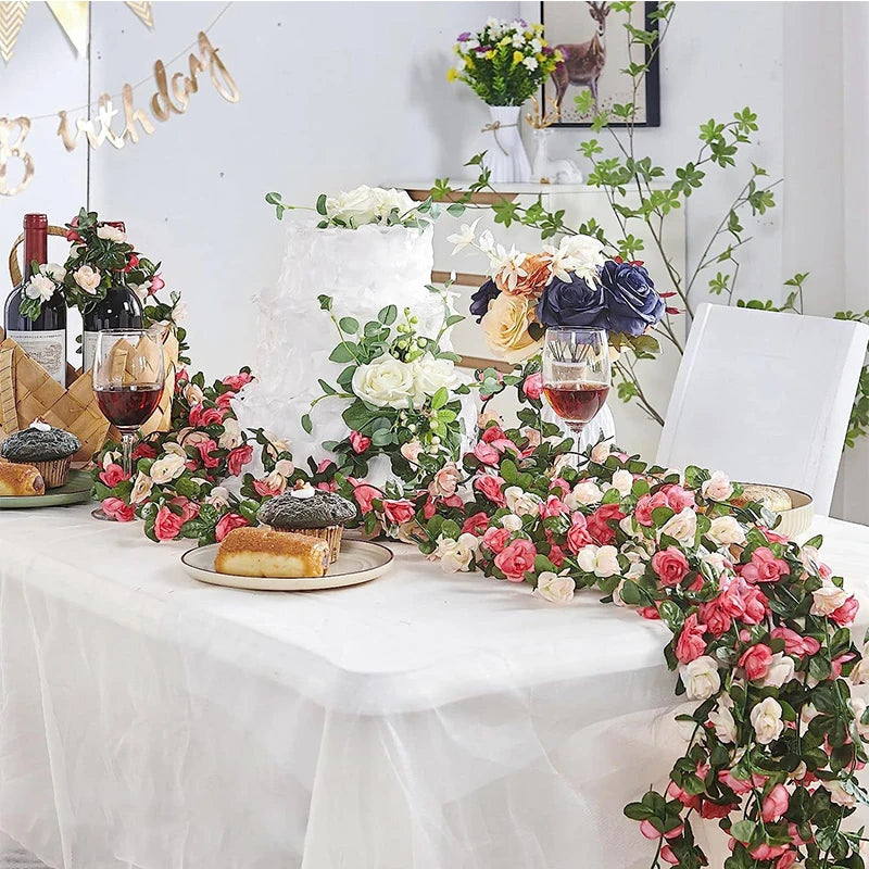 guirlande artificielle fleurs roses décoration mariage anniversaire intérieur romantique