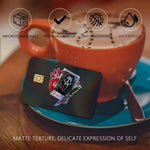 autocollants cartes bancaires effet laser pop art masques effrayants multicolores réutilisables